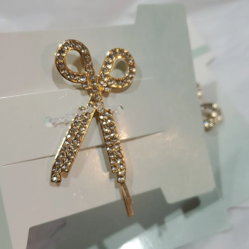 3pack bling rhinestone barber hairstylist‎ scissors shaped hair clip new
